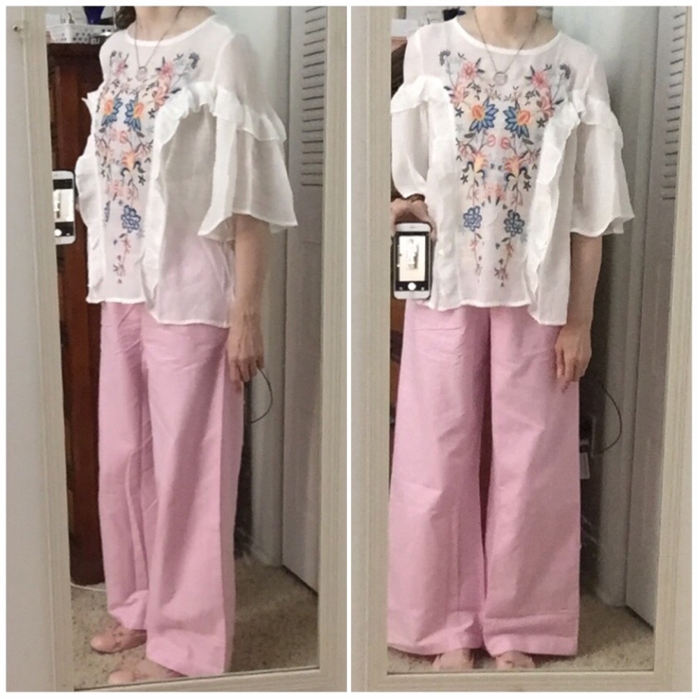 Pink High Waist Wide Leg Trouser Pants - Picture 6 of 16